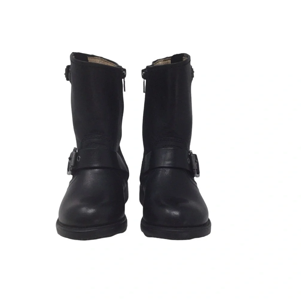 Frye Unisex Moto Black Leather‎ Toddler Boots